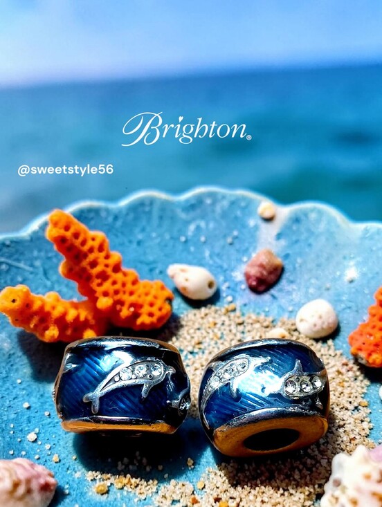 Brighton Jewelry - BRIGHTON Vintage Crystal And Enamel Dolphin Charms, SET OF TWO!